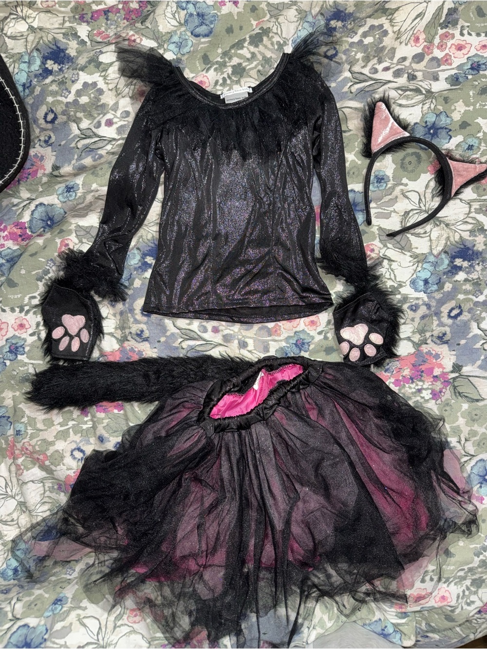 Pottery Barn Kids Black and Pink Cat Costume Set
